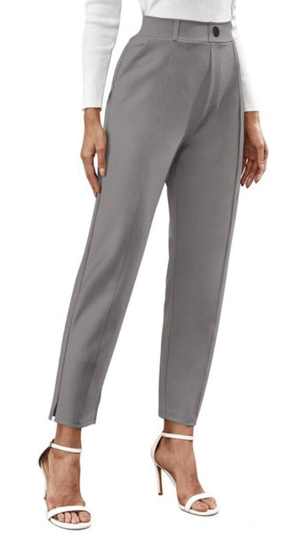 Mayawye Women's Polyester Solid With Pocket Pant (Grey)