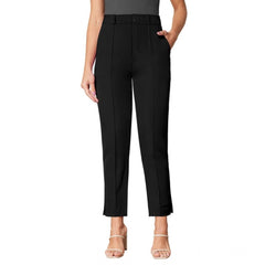 Mayawye Women's Polyester Solid With Pocket Pant (Black)