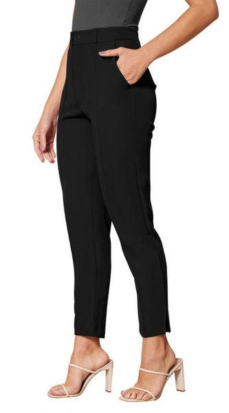 Mayawye Women's Polyester Solid With Pocket Pant (Black)