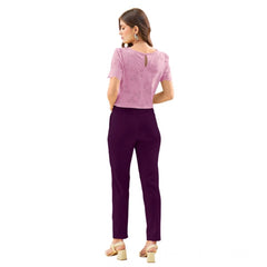 Mayawye Women's Polyester Solid With Pocket Pant (Wine)