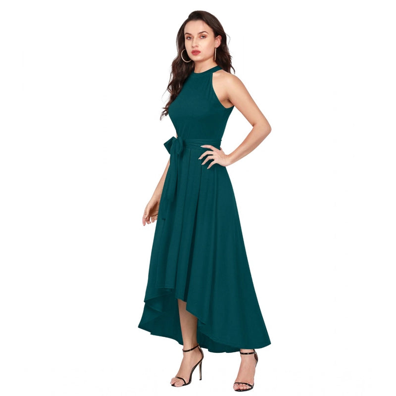Mayawye Women's Polyster Solid Halter Neck Sleeveless Dress (Morpichh)