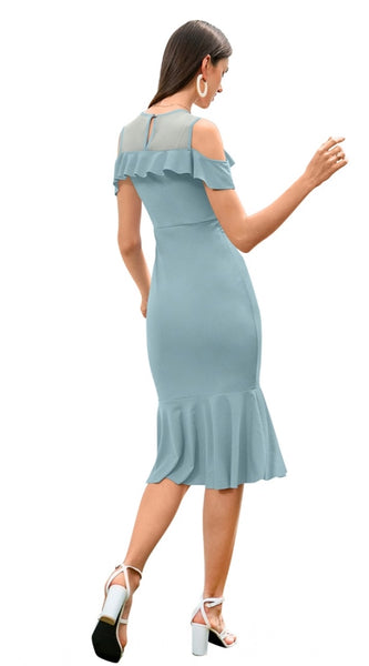 Mayawye Women's Knitting stretchable Solid Round Neck Sleeveless Dress (Pista )