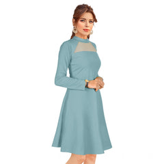 Mayawye Women's Knitting stretchable Solid Round Neck Full Sleeve Dress (Pista)