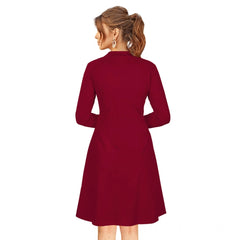 Mayawye Women's Knitting stretchable Solid Round Neck Full Sleeve Dress (Maroon)