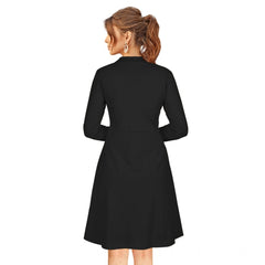 Mayawye Women's Knitting stretchable Solid Round Neck Full Sleeve Dress (Black)