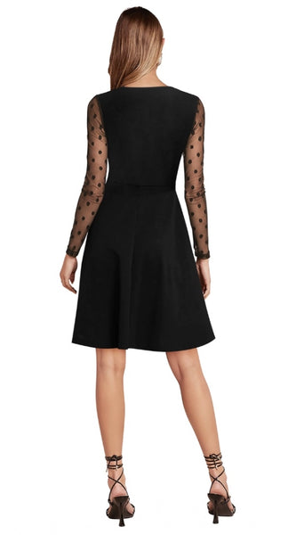 Mayawye Women's Knitting stretchable Solid Round Neck Full Sleeve Dress (Black)