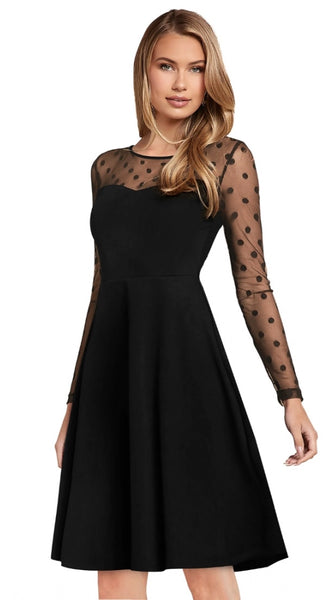 Mayawye Women's Knitting stretchable Solid Round Neck Full Sleeve Dress (Black)