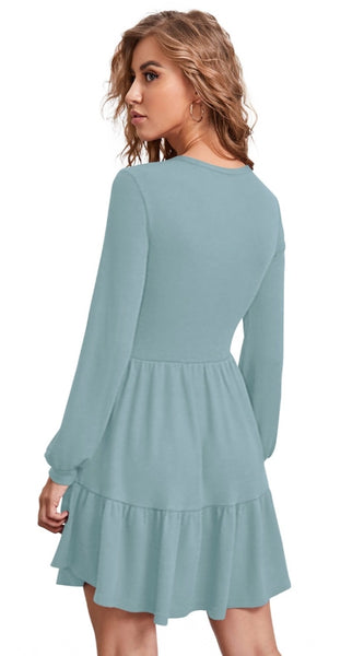 Mayawye Women's Knitting stretchable Solid Round Neck Full Sleeve Dress (Pista)