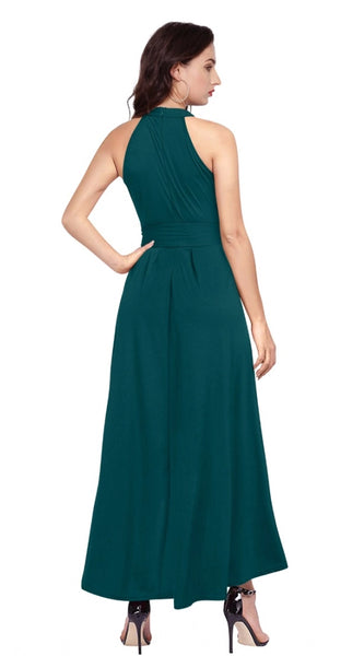 Mayawye Women's Polyster Solid Halter Neck Sleeveless Dress (Morpichh)