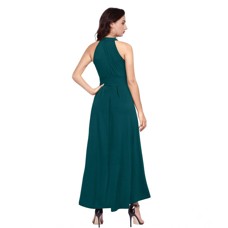 Mayawye Women's Polyster Solid Halter Neck Sleeveless Dress (Morpichh)