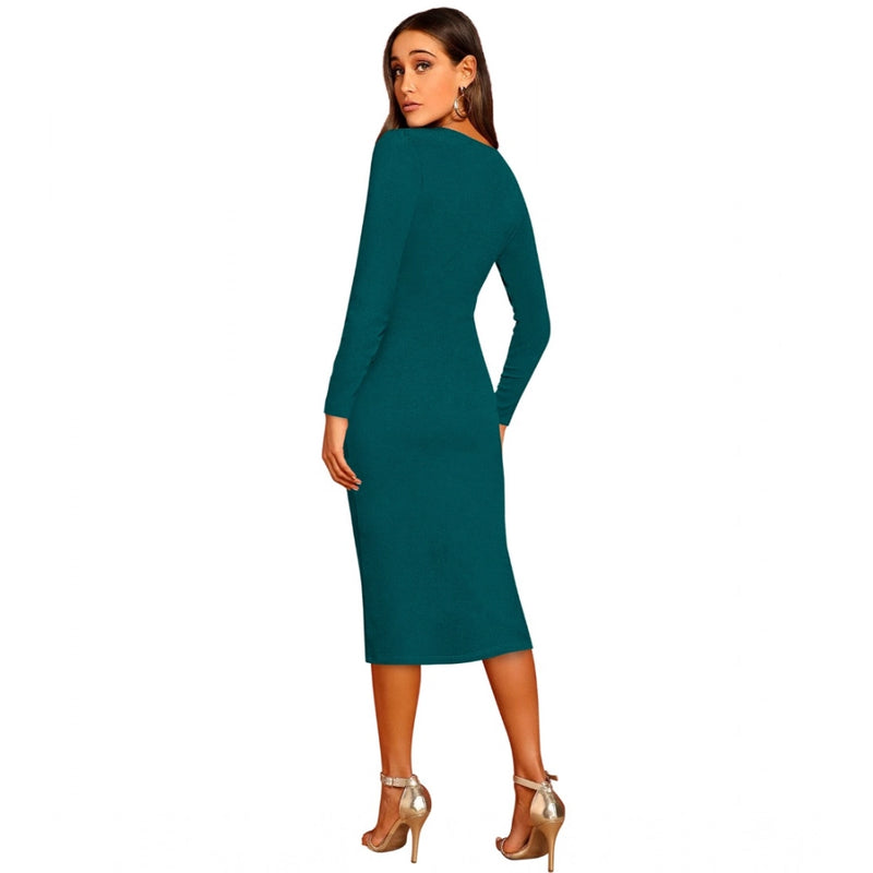 Mayawye Women's Knitting stretchable Round Neck Full Sleeve Dress (Morpich )