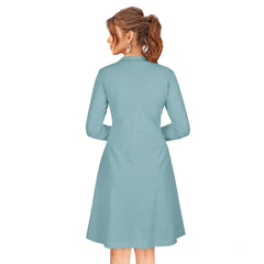 Mayawye Women's Knitting stretchable Solid Round Neck Full Sleeve Dress (Pista)