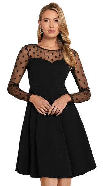 Mayawye Women's Knitting stretchable Solid Round Neck Full Sleeve Dress (Black)