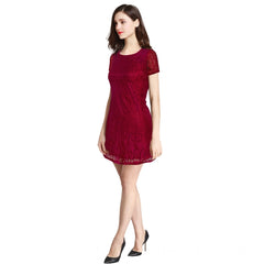 Mayawye Women's Rasal Solid Round Neck Cap Sleeve Dress (Maroon)