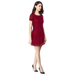 Mayawye Women's Rasal Solid Round Neck Cap Sleeve Dress (Maroon)