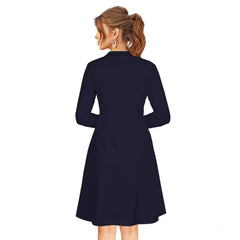 Mayawye Women's Knitting stretchable Solid Round Neck Full Sleeve Dress (Blue)