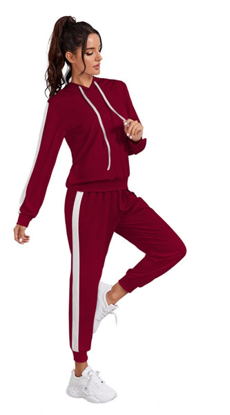 Mayawye Women's Knitting stretchable Solid Hooded Neck Full Sleeve Track Suit (Maroon)