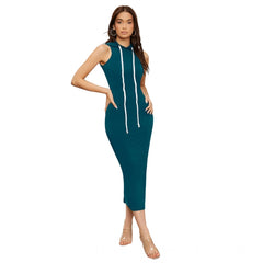 Mayawye Women's Knitting stretchable Solid Round Neck Sleeveless Dress (Morpich)