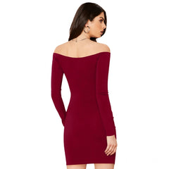 Mayawye Women's Knitting stretchable Solid V Neck Full Sleeve Dress (Maroon)