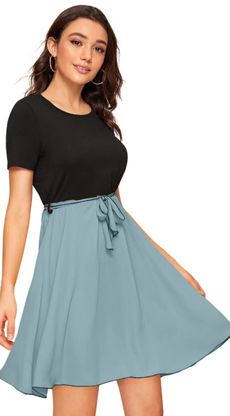 Mayawye Women's Knitting stretchable Solid Round Neck Cap Sleeve Dress (Pista)