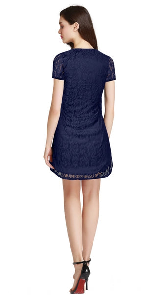 Mayawye Women's Rasal Solid Round Neck Cap Sleeve Dress (Blue)
