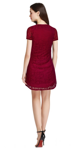 Mayawye Women's Rasal Solid Round Neck Cap Sleeve Dress (Maroon)