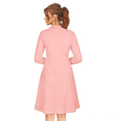 Mayawye Women's Knitting stretchable Solid Round Neck Full Sleeve Dress (Peach)