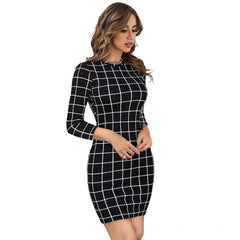 Mayawye Women's Polyester Solid High Neck Full Sleeve Dress (Black)