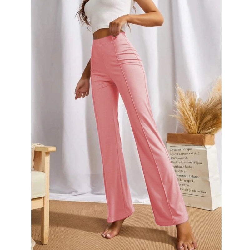 Mayawye Women's Polyester Solid Regular Fit Pant (Peach)