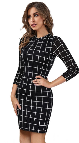 Mayawye Women's Polyester Solid High Neck Full Sleeve Dress (Black)