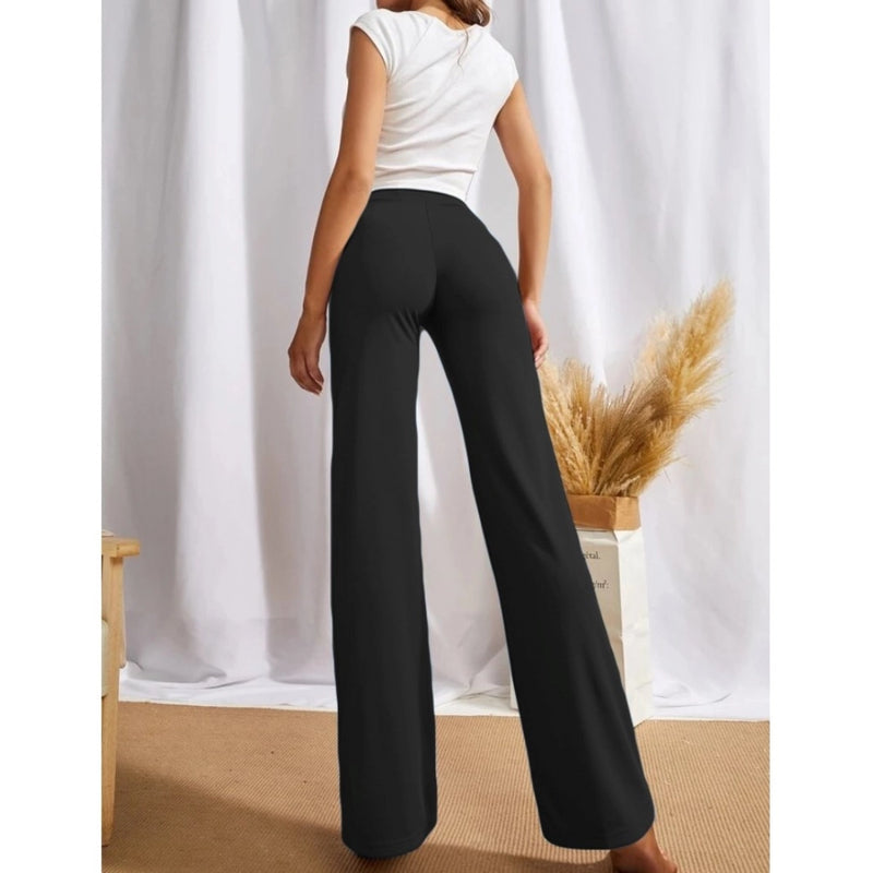 Mayawye Women's Polyester Solid Regular Fit Pant (Black)