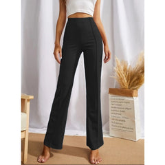 Mayawye Women's Polyester Solid Regular Fit Pant (Black)