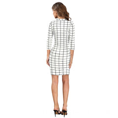 Mayawye Women's Polyester Solid High Neck Full Sleeve Dress (White)