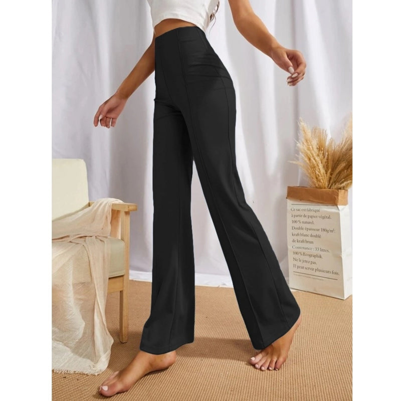 Mayawye Women's Polyester Solid Regular Fit Pant (Black)