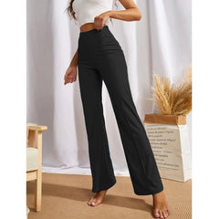 Mayawye Women's Polyester Solid Regular Fit Pant (Black)