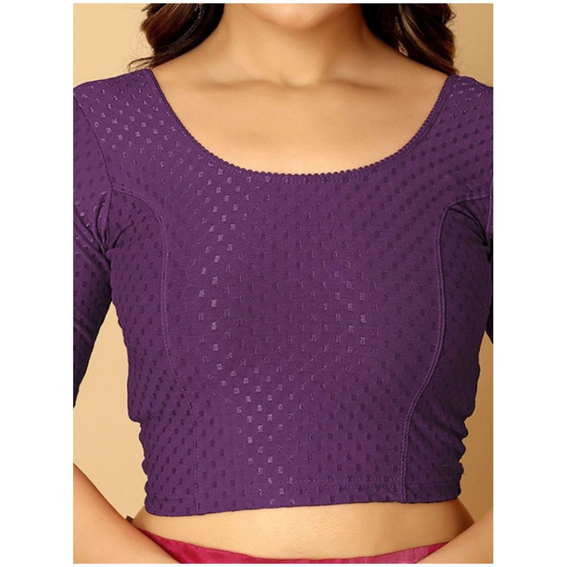 Mayawye Pack Of_2 Women's Hosiery Short Sleeves Round Neck Non-Padded Blouse (Purple)