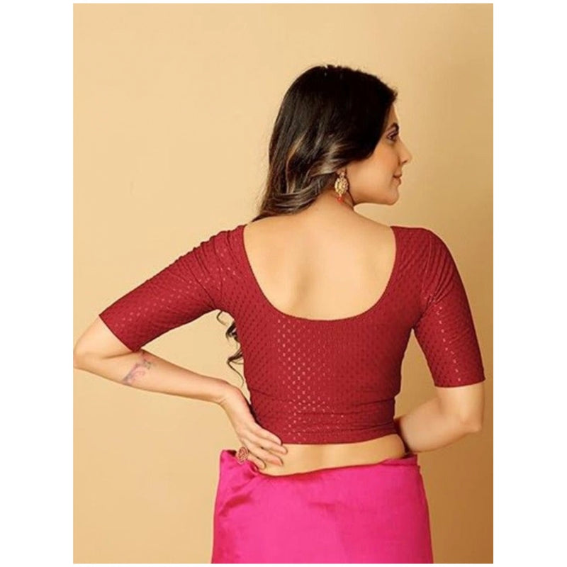 Mayawye Pack Of_2 Women's Hosiery Short Sleeves Round Neck Non-Padded Blouse (Maroon)