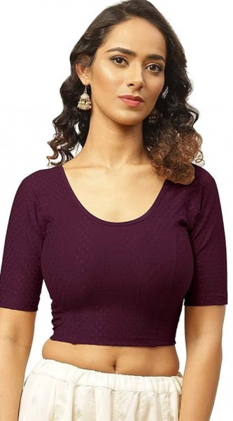 Mayawye Pack Of_2 Women's Hosiery Short Sleeves Round Neck Non-Padded Blouse (Purple)