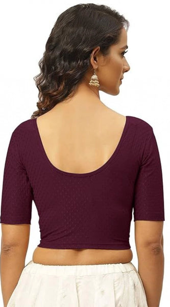 Mayawye Pack Of_2 Women's Hosiery Short Sleeves Round Neck Non-Padded Blouse (Purple)