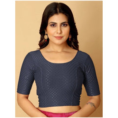 Mayawye Pack Of_2 Women's Hosiery Short Sleeves Round Neck Non-Padded Blouse (Navy Blue)