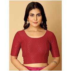 Mayawye Pack Of_2 Women's Hosiery Short Sleeves Round Neck Non-Padded Blouse (Maroon)