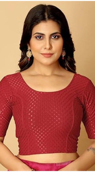 Mayawye Pack Of_2 Women's Hosiery Short Sleeves Round Neck Non-Padded Blouse (Maroon)