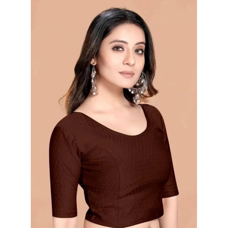 Mayawye Pack Of_2 Women's Hosiery Short Sleeves Round Neck Non-Padded Blouse (Brown)