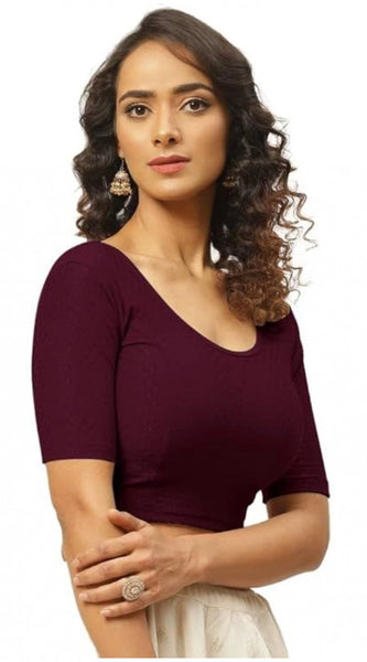Mayawye Pack Of_2 Women's Hosiery Short Sleeves Round Neck Non-Padded Blouse (Purple)