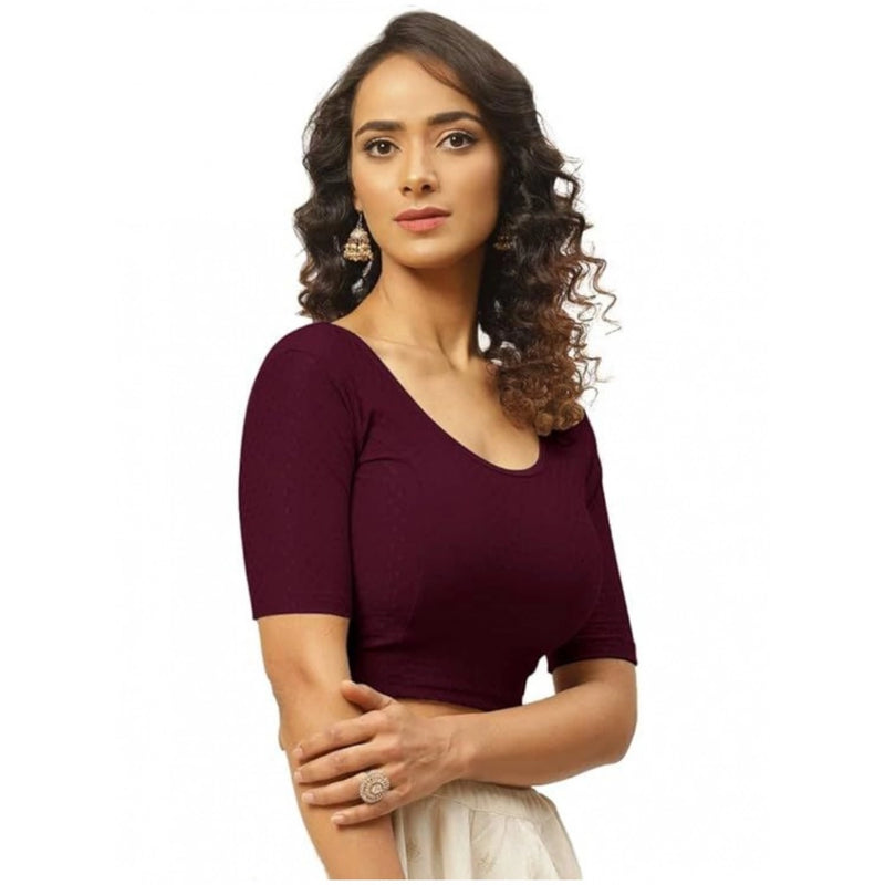 Mayawye Pack Of_2 Women's Hosiery Short Sleeves Round Neck Non-Padded Blouse (Purple)