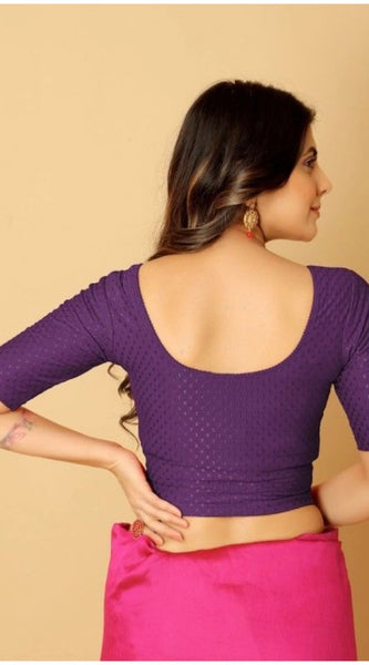 Mayawye Pack Of_2 Women's Hosiery Short Sleeves Round Neck Non-Padded Blouse (Purple)