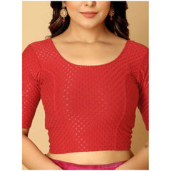 Mayawye Pack Of_2 Women's Hosiery Short Sleeves Round Neck Non-Padded Blouse (Red)