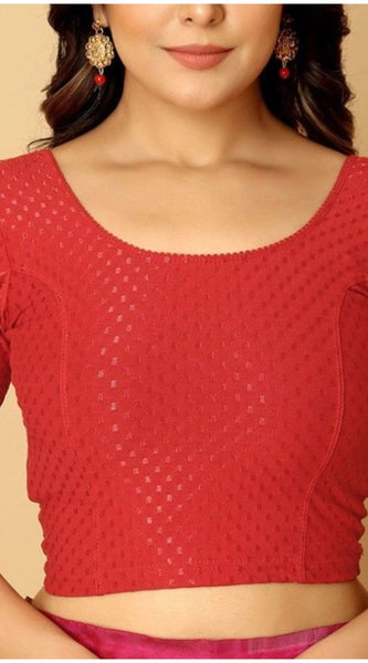 Mayawye Pack Of_2 Women's Hosiery Short Sleeves Round Neck Non-Padded Blouse (Red)