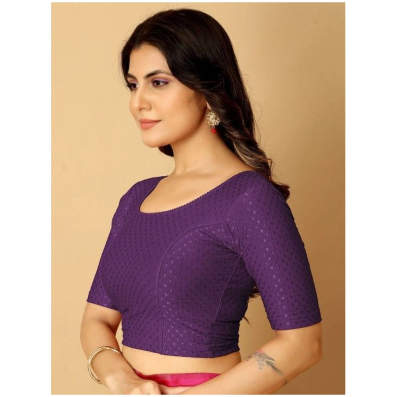 Mayawye Pack Of_2 Women's Hosiery Short Sleeves Round Neck Non-Padded Blouse (Purple)