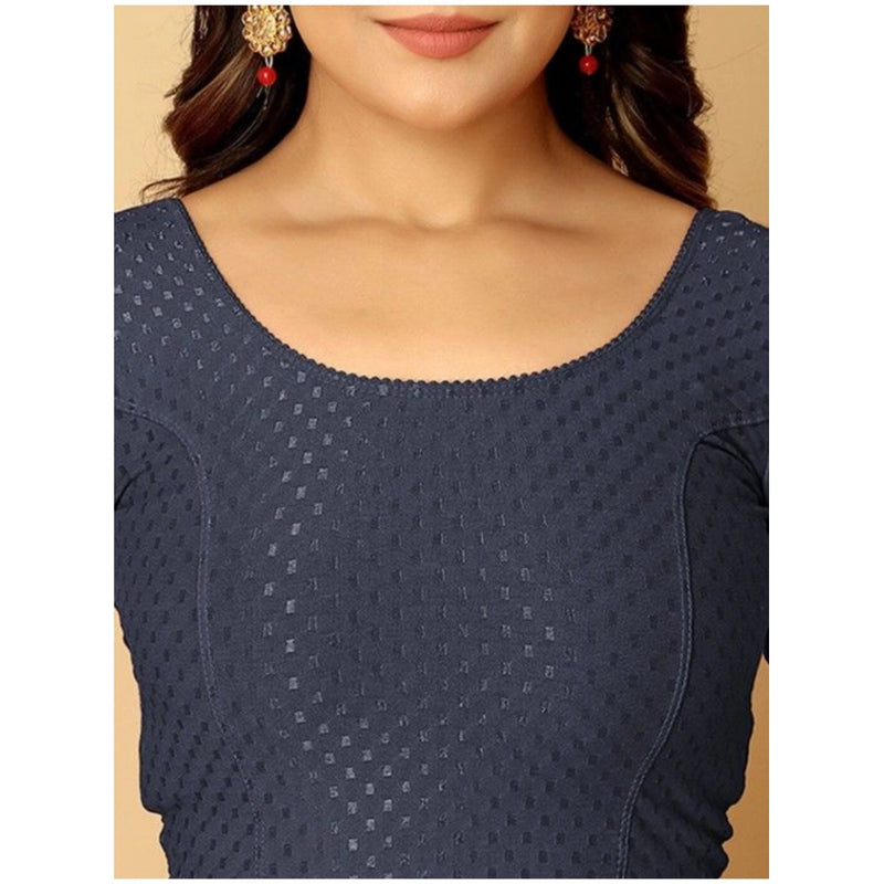 Mayawye Pack Of_2 Women's Hosiery Short Sleeves Round Neck Non-Padded Blouse (Navy Blue)